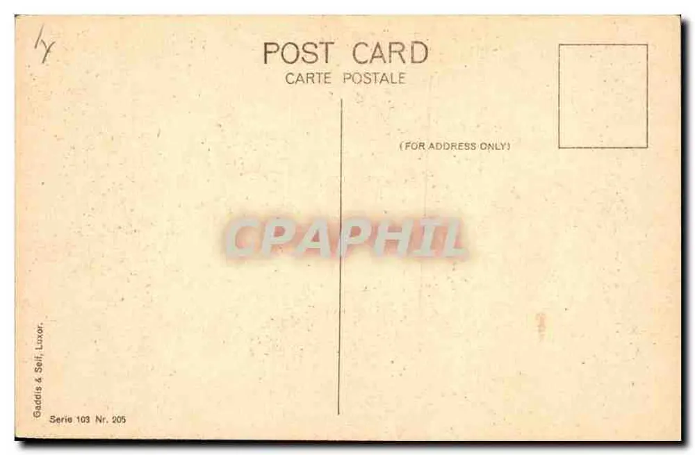Ansicht von Karnak — offene und geschlossene Kapitelsäulen — Gaddis & Seif, Luxor, Serie 103 Nr. 205 - Rückseite