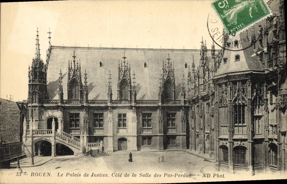 Rouen — Das Palais de Justice. Seite der Salle des Pas-Perdus — ND Phot. - Vorderseite