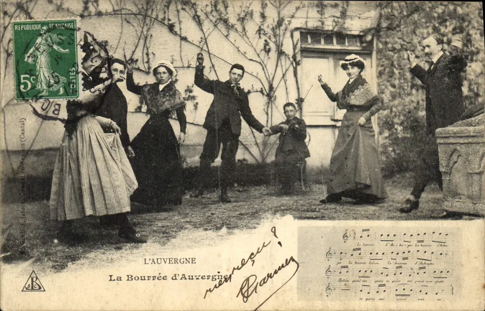 A Bourrée d'Auvergne — cena de dança — editor A. Aubelot (Cantal) - Frente