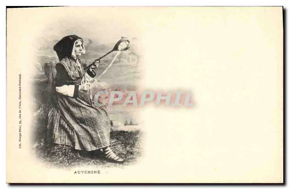 Mulher auvergnata — tecendo — Lih. Rouge-Bohl, St. rua de l'Écu, Grenoble-Permané - Frente