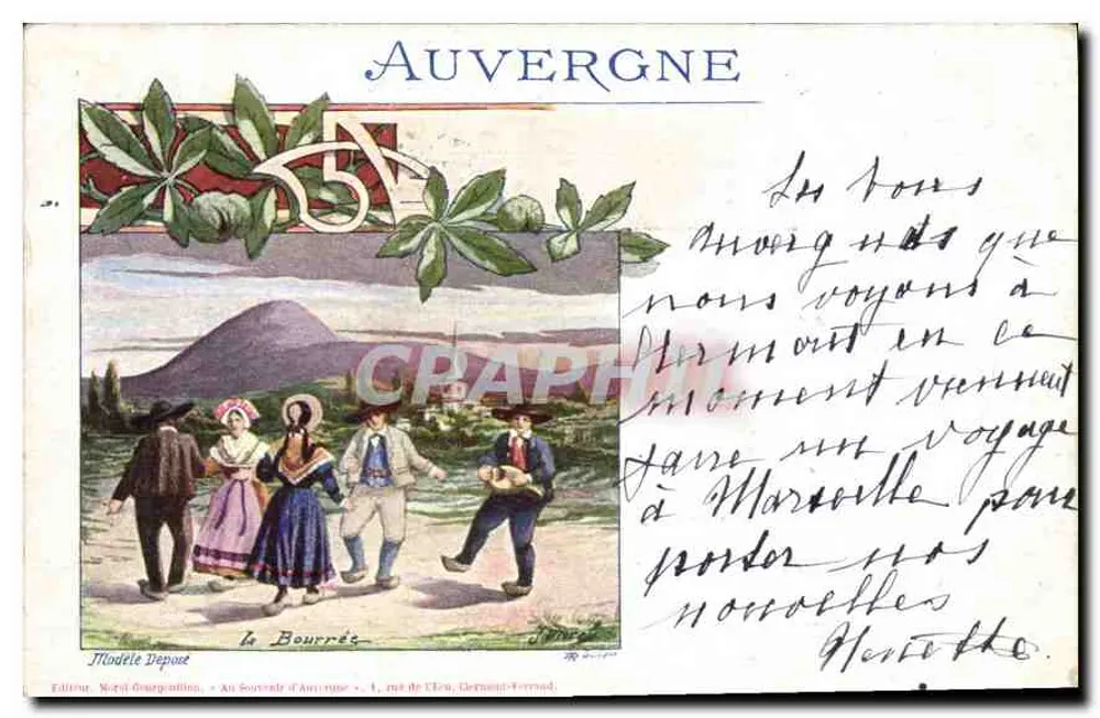 Auvergne — La Bourrée — Éditeur: Modèle Depost, rue de l'Écu, Clermont-Ferrand - Frente
