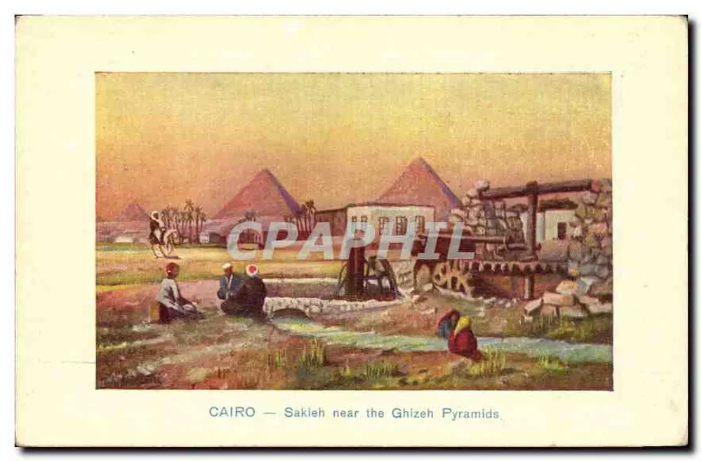 CAIRO — Sakieh in der Nähe der Pyramiden von Gizeh — The Cairo Postcard Trust, Serie 635.21 - Vorderseite
