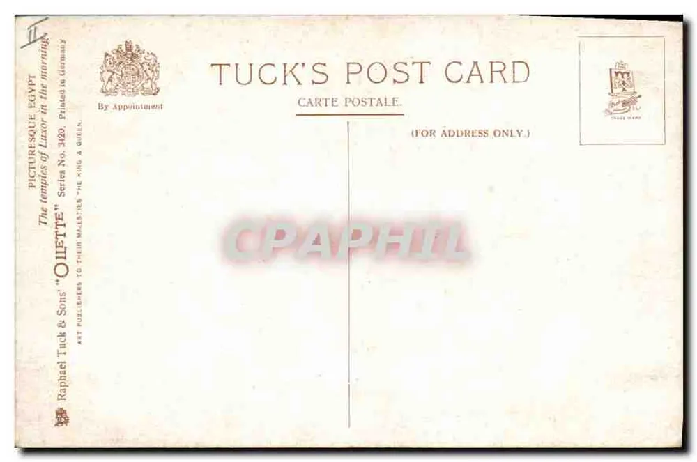 Die Tempel von Luxor am Morgen — Tuck & Sons, Serie 'Picturquesque Egypt' Nr. 329 - Rückseite