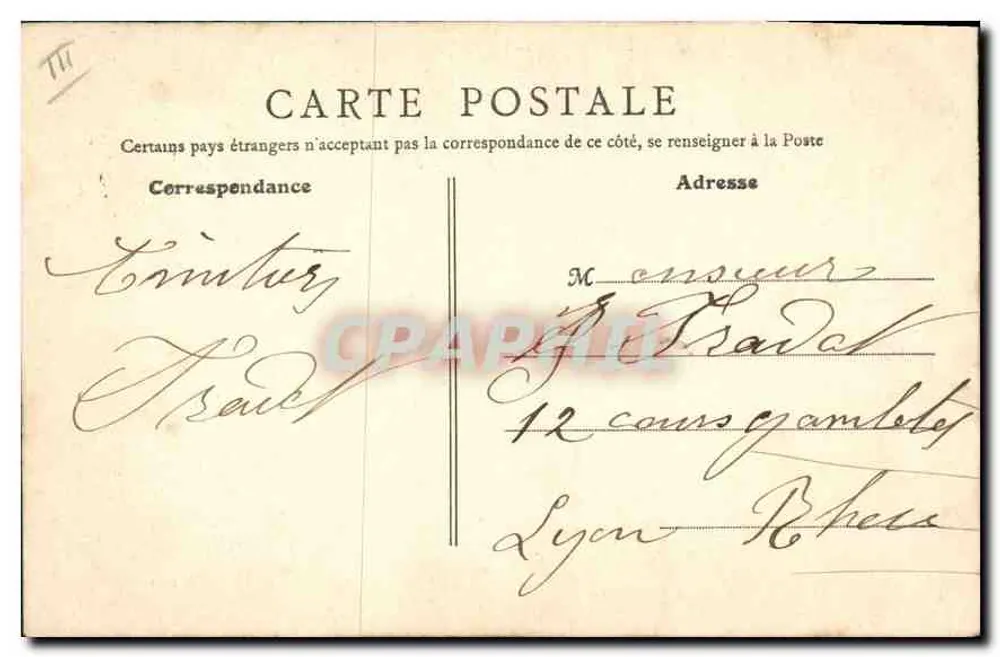 Villefranche (Rhône) — La Sous-Préfecture — B. F., Paris - Verso