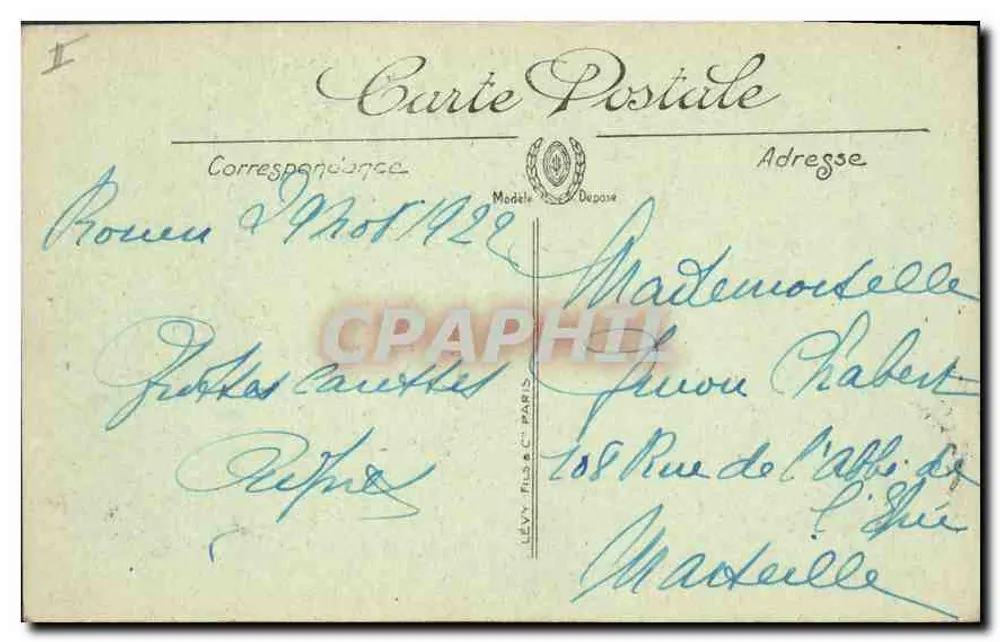 Rouen — Het Paleis van Justitie — LL. — Uitgever Lévy Fils, n° 182 - Achterkant