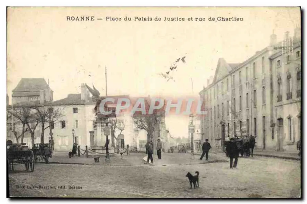 Roanne — Place du Palais de Justice und rue de Charlieu — Rue Lafay-Beaucier, Verlag Roanne - Vorderseite
