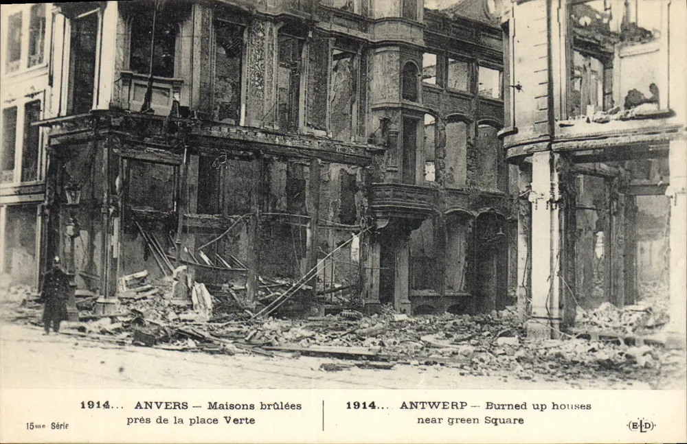 Antwerpen — Gebrannte Häuser in der Nähe des Place Verte — Serie 15me — Verleger (B.L.D.) - Vorderseite
