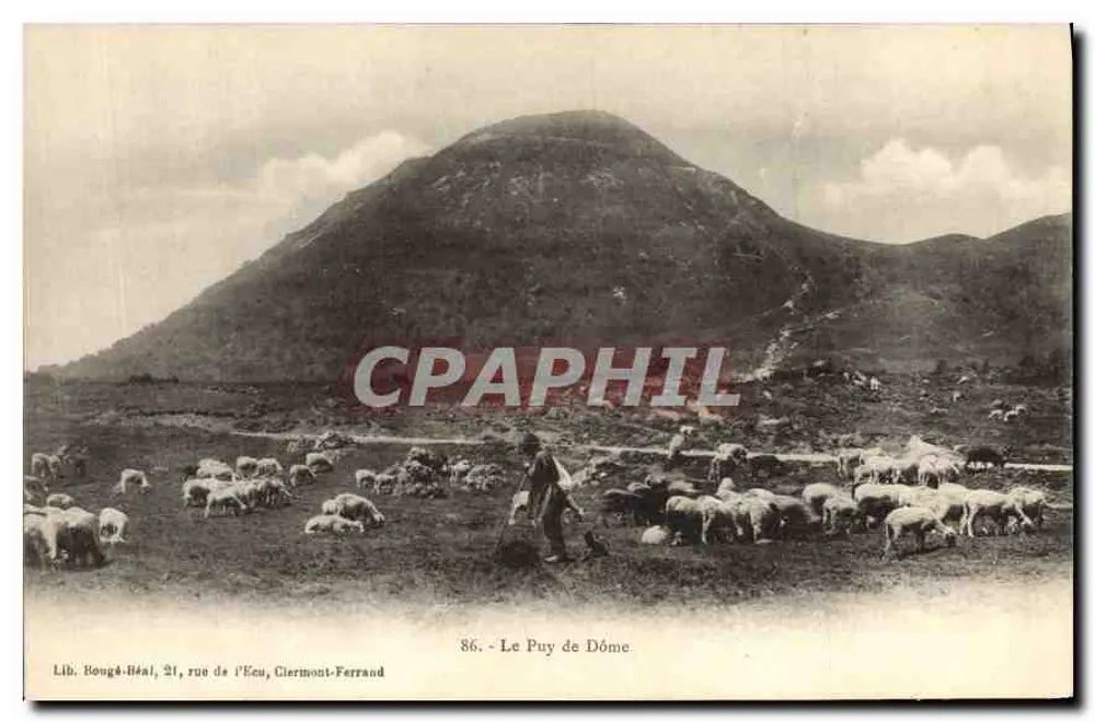 Le Puy de Dôme — vista pastoril com rebanho — Lib. Bougé-Héai, 21, rue de l’Ecu, Clermont-Ferrand - Frente