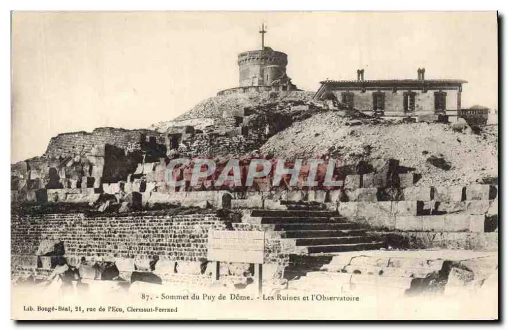 Gipfel des Puy de Dôme — Die Ruinen und das Observatorium — Lib. Bougé-Béal, 21, rue de l’Ecu, Clermont-Ferrand - Vorderseite