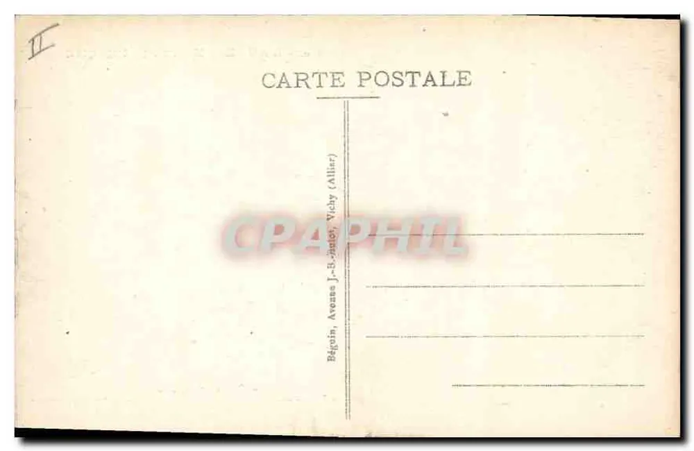 A Auvergne pitoresca — cena de aldeia — série 160 — Béguin, Avene J.-B.-Anat. Vichy (Allier) - Verso