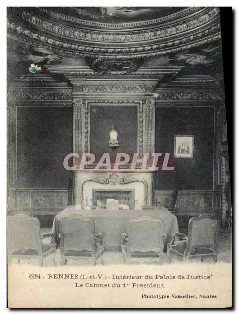 Rennes (I.-et-V.) - Innenraum des Palais de Justice - Das Büro des Ersten Präsidenten — Phototypie Vassellier, Nantes - Vorderseite