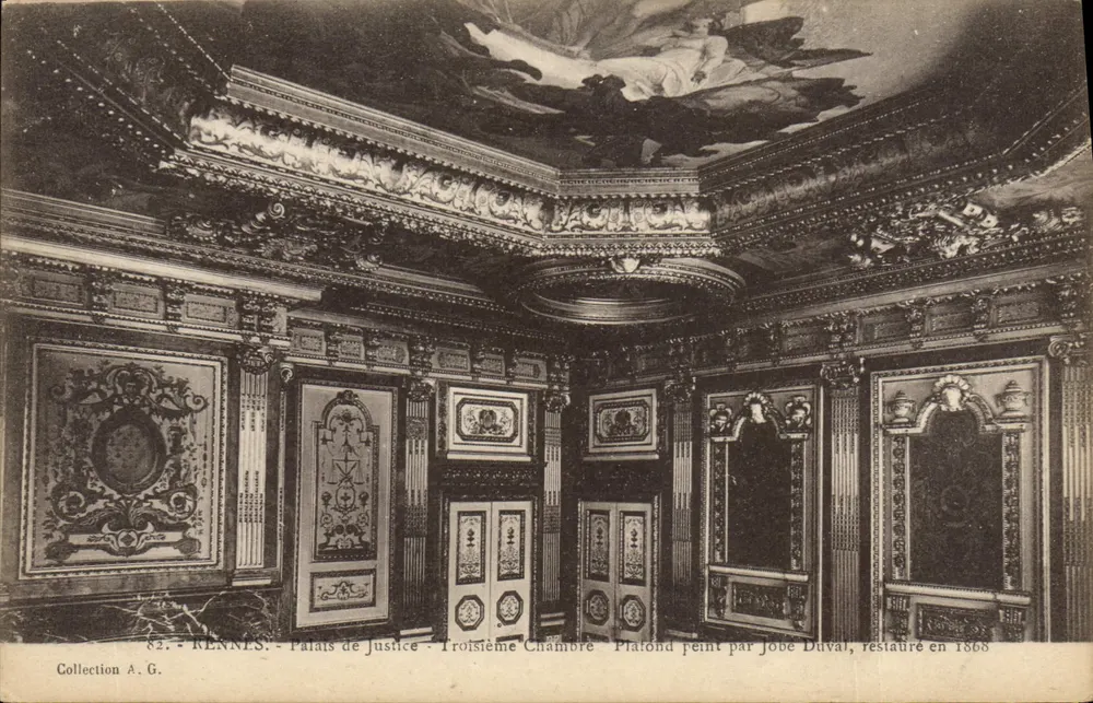 Rennes - Palast der Justiz - Dritte Kammer - Gemalte Decke von Jobe Duval, restauriert 1868 - Vorderseite