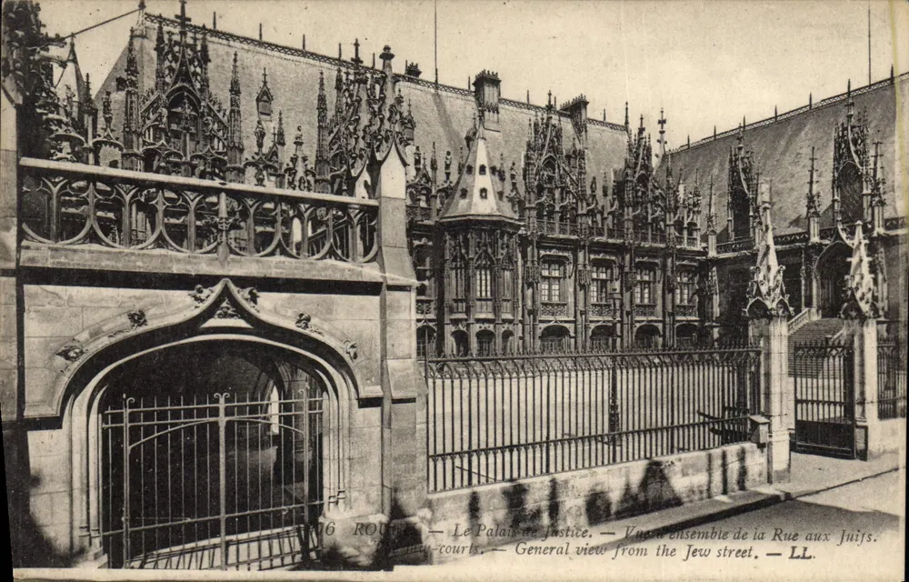 Rouen — Das Palais de Justice — Allgemeine Ansicht der Rue aux Juifs — LL - Vorderseite