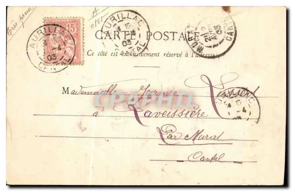 Molkereiverkäuferin in der Auvergne — ländliche Szene — Photographie Castanié, Aurillac - Rückseite