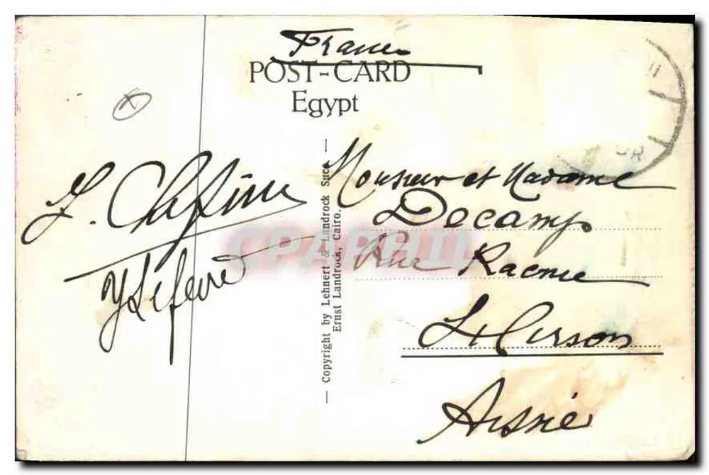 Kairo — Luftbild der Pyramiden von Cheops, Chefren und Mykerinos in Gizeh — Ernst Landruck, n° 400 - Rückseite
