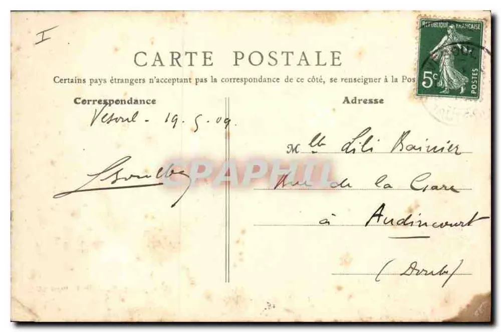 Yesoul - A Prefeitura — La Haute-Saône Illustrée, editada por B. F. Paris - Verso