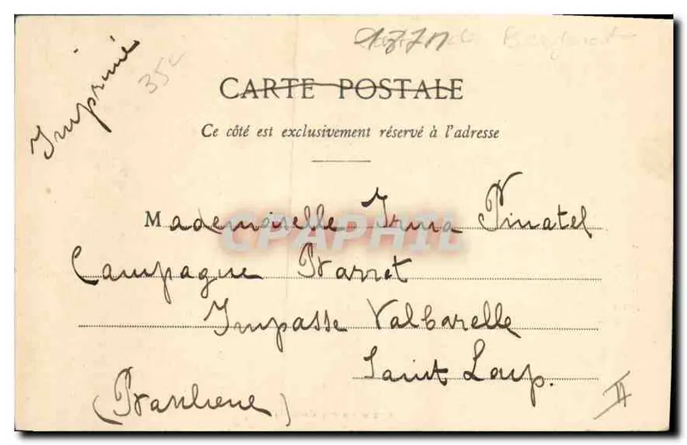 Le Petit Auvergnat — poema impresso — editor J. Aubry & Cie, n° 354 - Verso