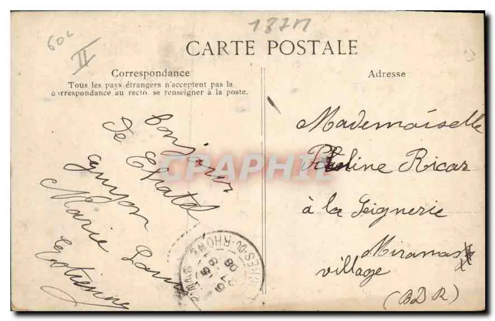 L'Auvergne pittoresque — cena de aldeia com músico — editor: Auvergne, n° 1203 - Verso