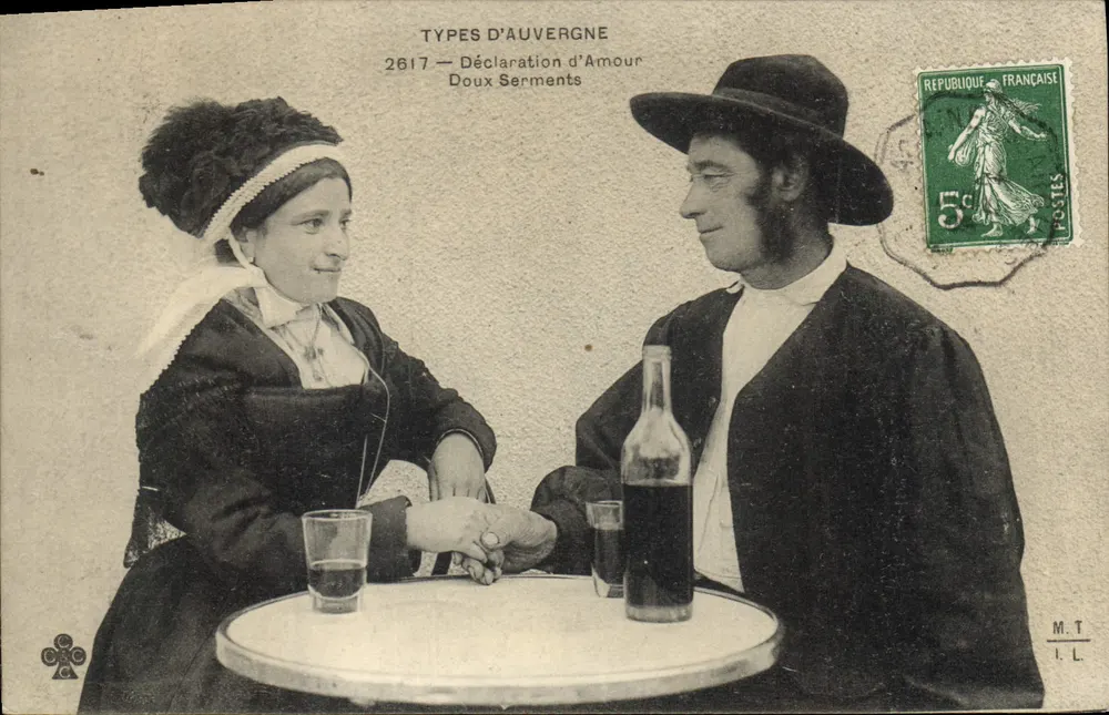 Dois amantes à mesa — Tipos de Auvergne, série 2617 — Juramentos Doce - Frente