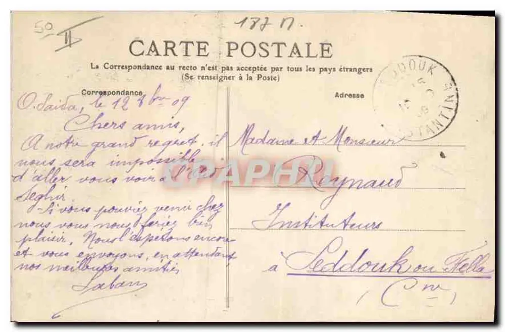 La Bourrée d'Aubergne — cena de aldeia com músico e dançarinos — Vis-à-Vis n°302 - Verso