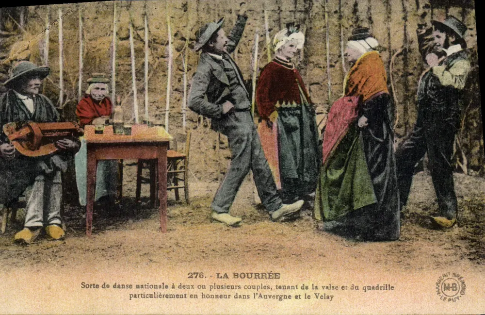 A Bourrée — dança nacional em Auvergne e Velay — Edições de Arte Margerit-Brémond, Le Puy — n° 276 - Frente