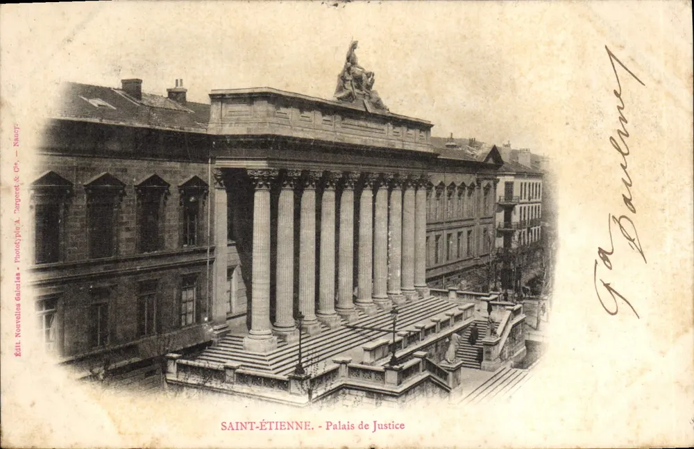 Saint-Étienne - Palácio de Justiça — editor: Nouvelles Galeries - Nappy & Cie, fototipia A. Zapporet & Cie - Frente