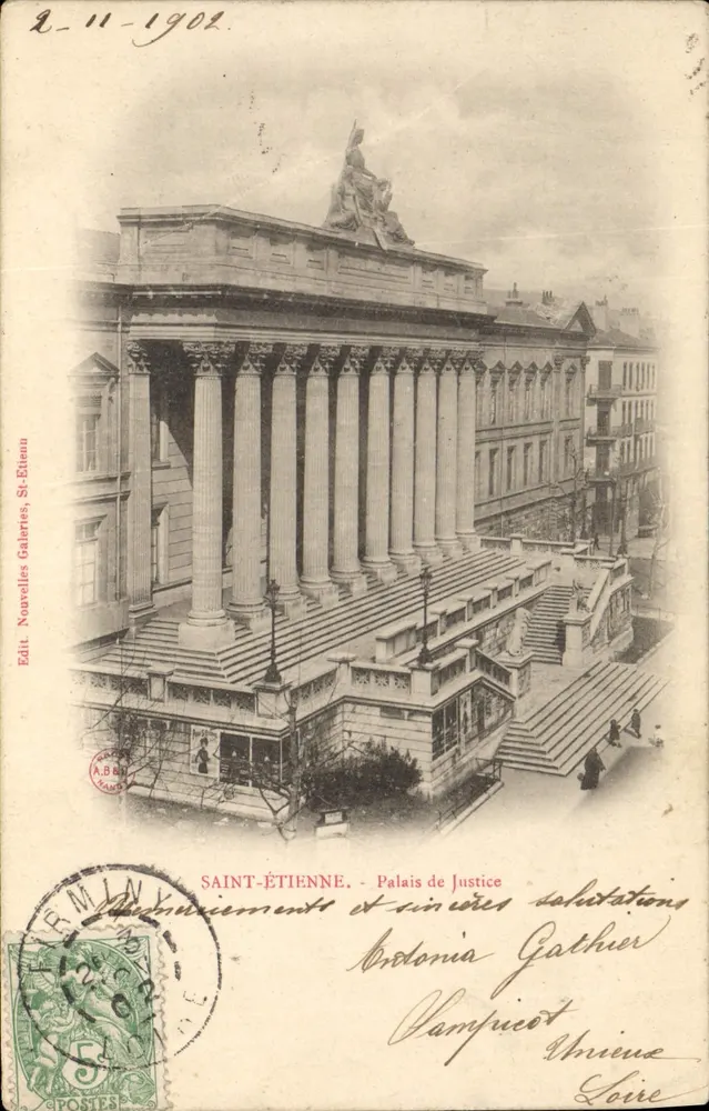 Saint-Étienne - Paleis van Justitie — uitgever : Nouvelles Galeries, St-Étienne, n° A.880 - Voorkant