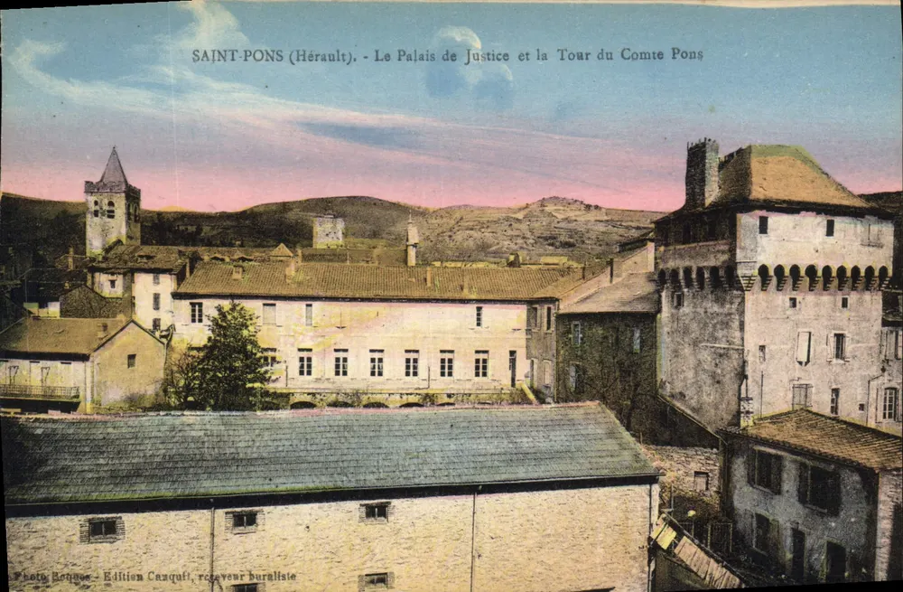 Saint-Pons (Hérault) — Palast der Justiz und Turm des Grafen Pons — Cazquif Edition, Postamtsempfänger - Vorderseite