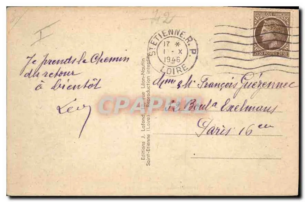 Saint-Étienne (Loire) — Das Palais de Justice — Editions J. Lafond - Rückseite