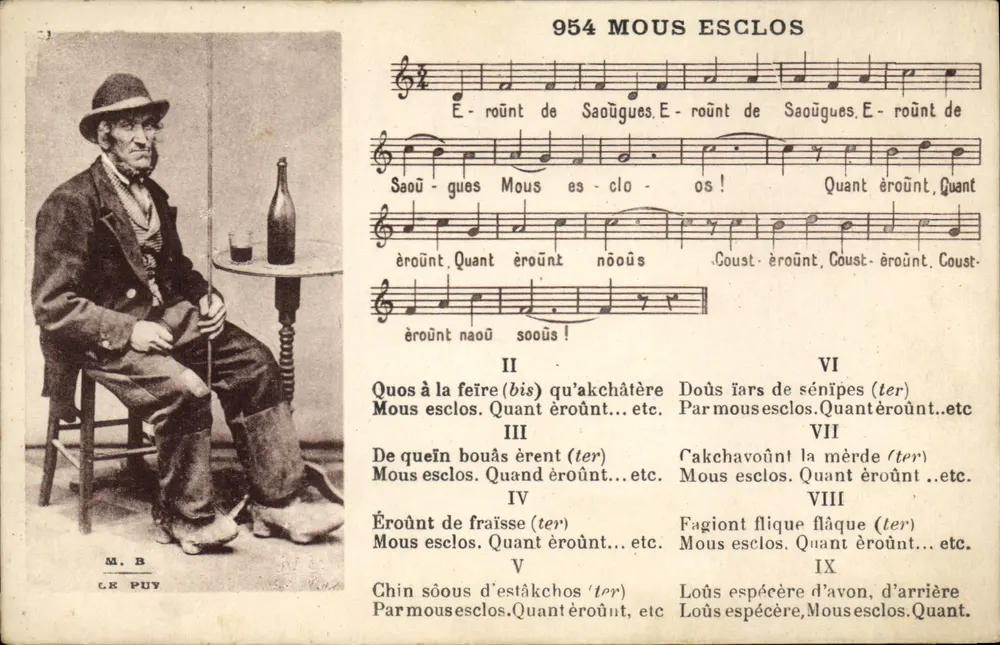 Mous Esclos — canção local — M. B. Le Puy - Frente