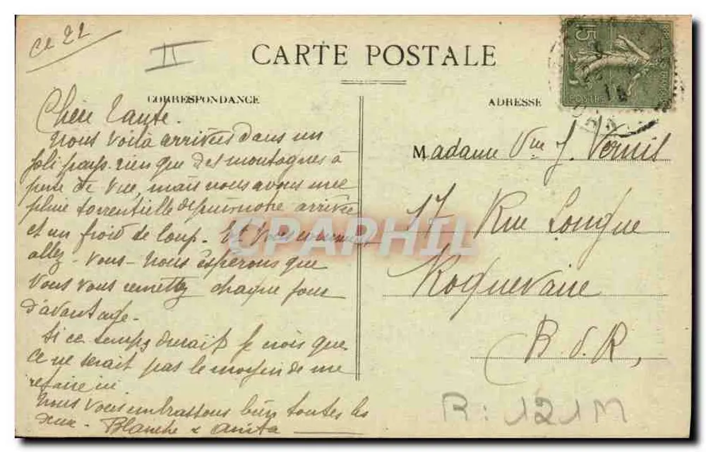 Bäuerin auf dem Weg zum Markt — Das pittoreske Alvergne — Verlag Pierre Gistrac, Serie 3002 - Rückseite