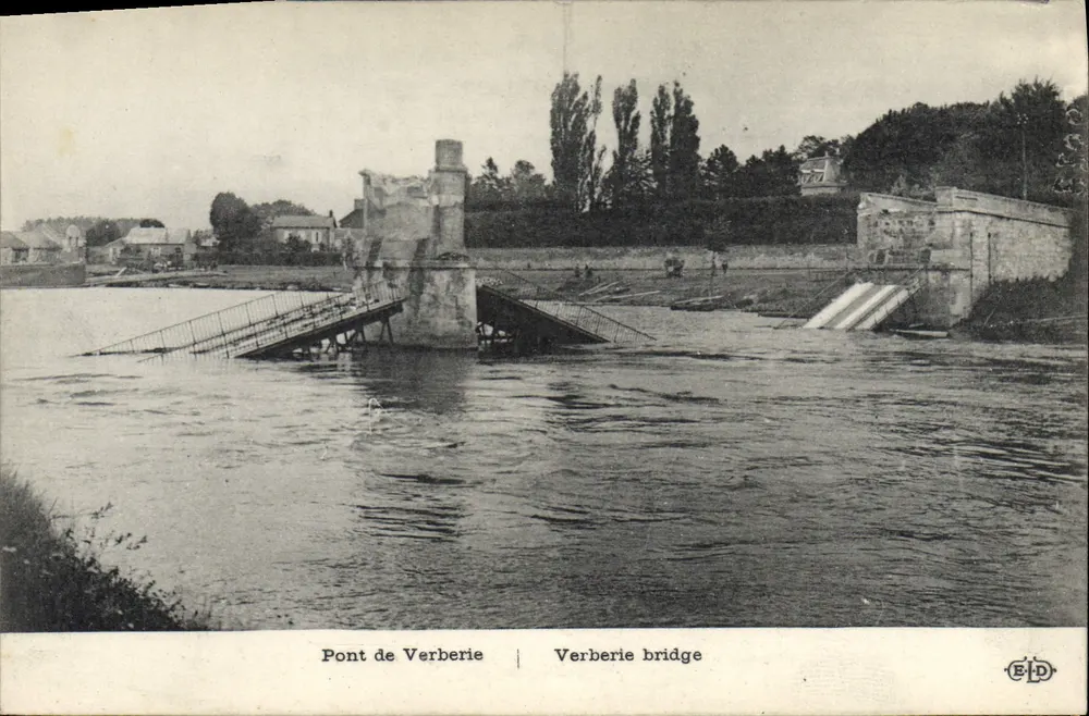 Pont de Verberie — ponte sobre um rio com comportas — editor E.P.D. - Frente