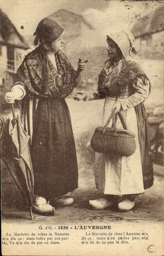 Dwie kobiety w strojach z Auvergne — G. d'O. - 1236 — Auvergne - Awers