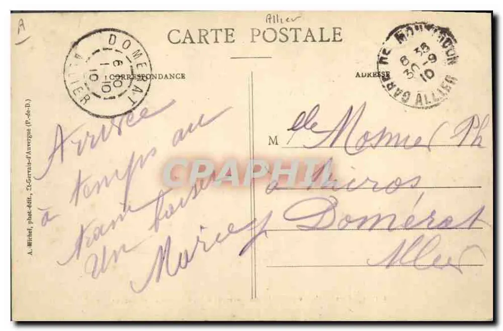 Junge Auvergnaten im Sonntagsgewand — Sammlung Auvergne — A. Miret, Fotoverleger, St-Germain-d'Auvergne (P.-dr-D.) - Rückseite