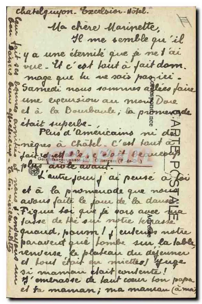 Frau in der Auvergne — G. d'O. — Nr. 1019 - Rückseite
