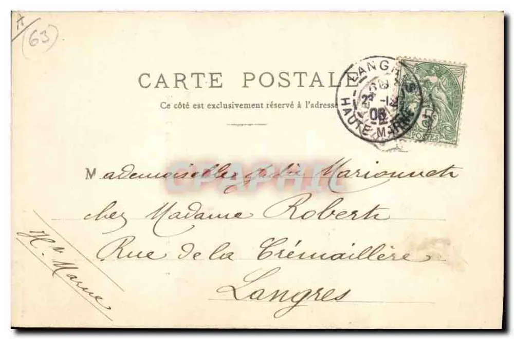 Thiers — Camponesa indo ao Mercado — Garel aîné, Bazar, Clermont-Ferrand - Verso