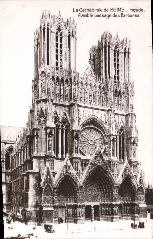 Die Kathedrale von REIMS — Fassade. Vor dem Durchgang der Barbaren. — Patriotische Galerie N° 53 - Vorderseite