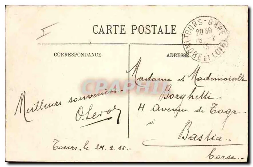 Tours — Das Palais de Justice und die Fontänen — LL, Nr. 210 - Rückseite