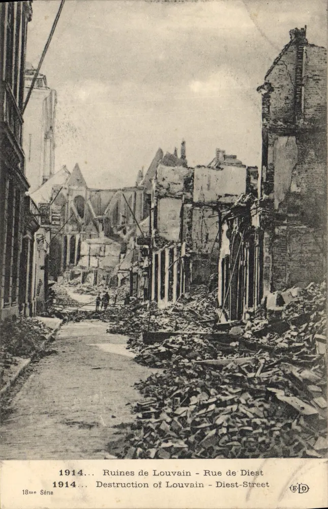 Ruinen von Louvain — Rue de Diest — 18. Serie — E. Le Deley - Vorderseite