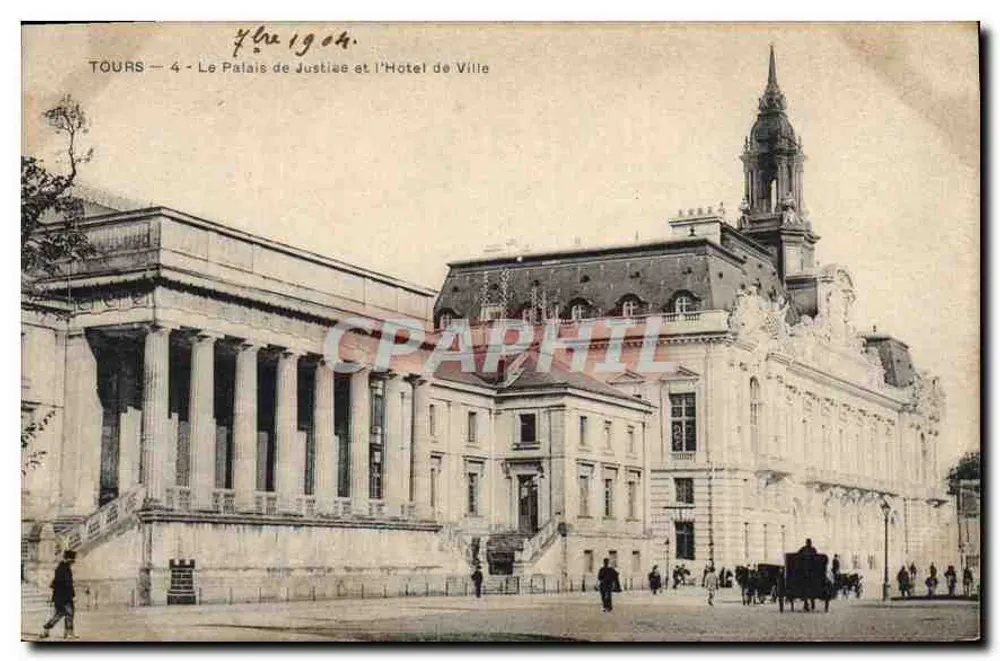 Tours — Das Palais de Justice und das Rathaus — unbekannter Verleger, Nr. 4 - Vorderseite