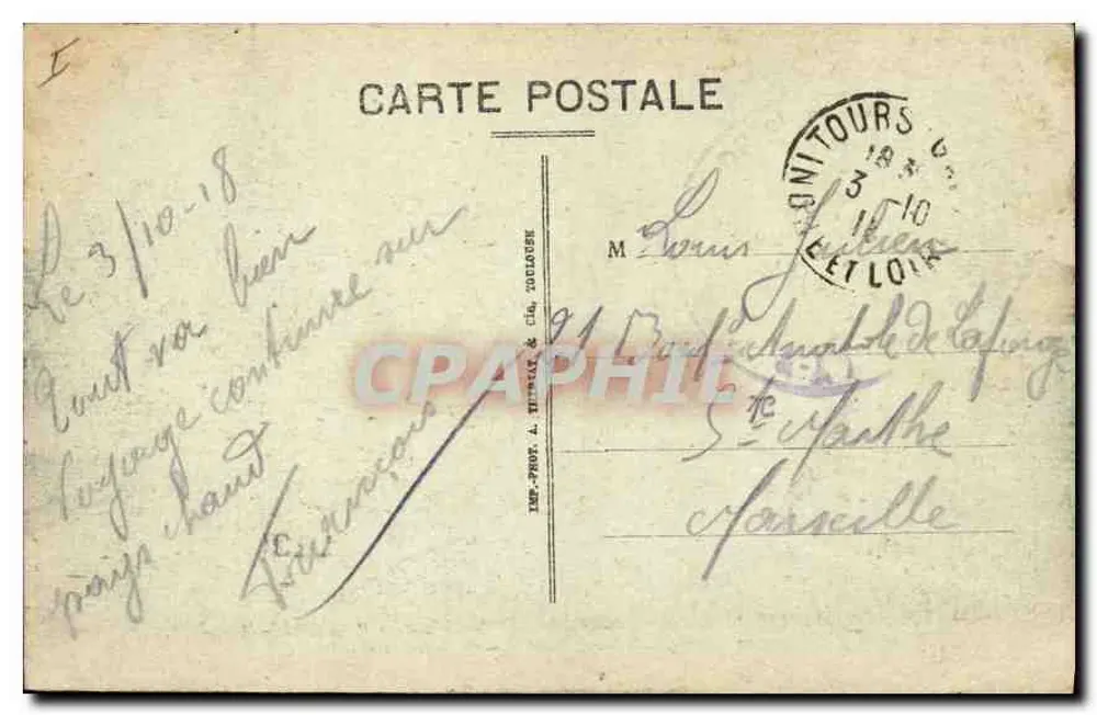 Tours (Loire-et-Loire) — Das Palais de Justice, das Rathaus und die Place (Südseite) — A.P. - Rückseite