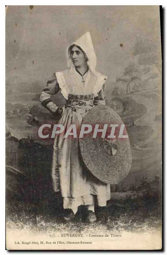 Auvergne - Costume di Thiers - Lib. Bougâ-Béal, 21, Rue de l'Écu, Clermont-Ferrand - Recto