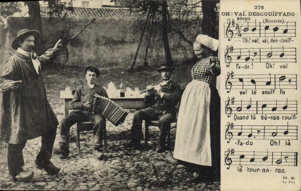 Músicos ao ar livre — Oh! Vai, descouiffado — M. B. Le Puy, n°278 - Frente