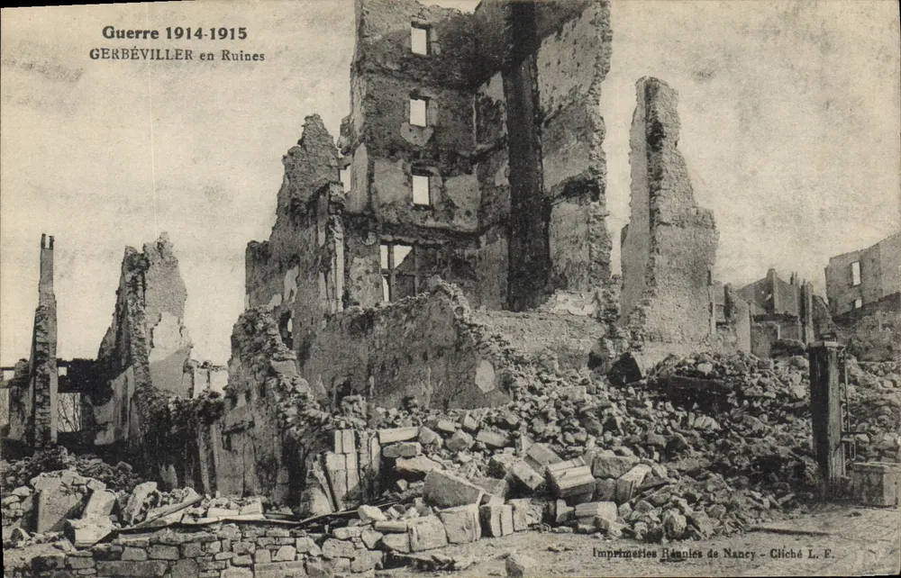 Gerbéviller in Ruinen — Krieg 1914-1915 — Imprimeries Réunies de Nancy - Cliché L. F. - Vorderseite