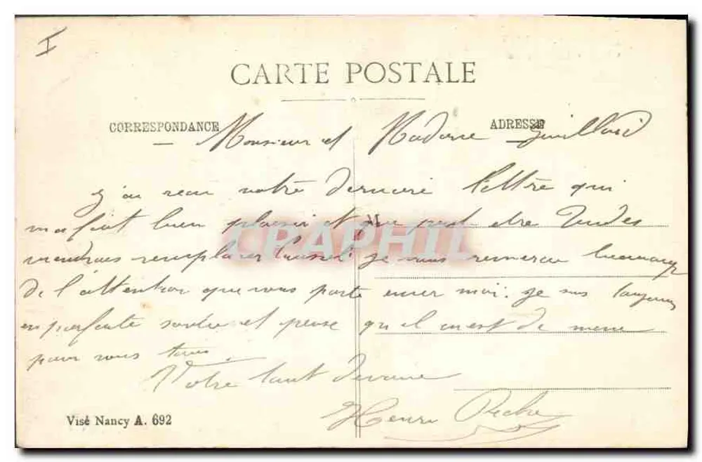 Gerbéviller in Ruinen — Krieg 1914-1915 — Imprimeries Réunies de Nancy - Cliché L. F. - Rückseite