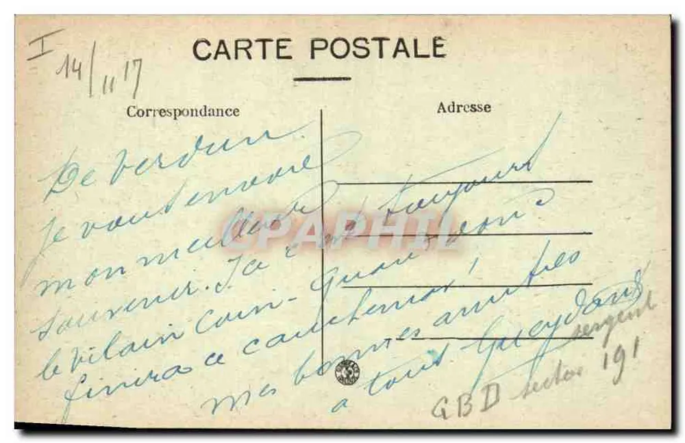 Verdun - Parte Baixa da Rue St-Pierre — ruínas após a guerra 14-17 — H. Vise Paris, n°516 - Verso