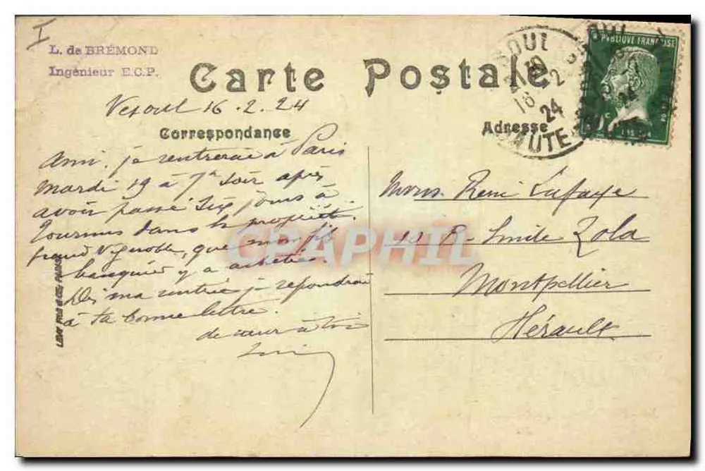 Vesoul — El Palacio de Justicia — LL. n°34 - Reverso