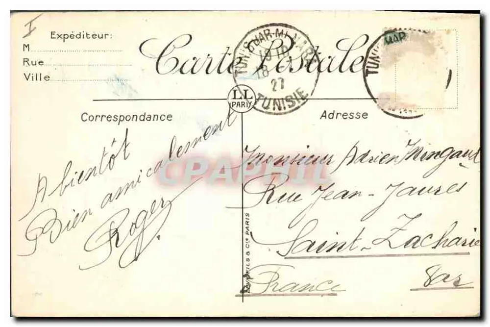 Tunis — O Palácio de Justiça — Lé. Yvorra et Barlier — Frutas - Verso