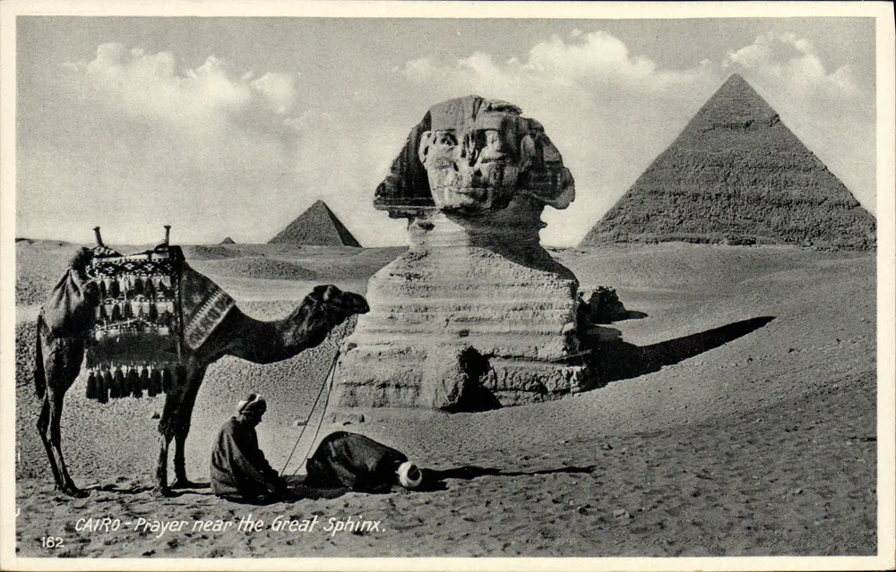 Cairo - Preghiera vicino al Grande Sfinge — editore Ernst Landrook, n° 162 - Recto