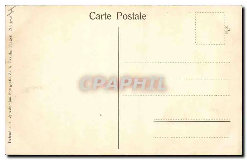 Kasteel (Justitiepaleis) Tanger — uitgever A. Canilla, nr. 3752 - Achterkant
